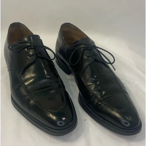 Magnanni Oxford Dress Shoes Black Leather Apron Toe SPAIN‎ Mens Size US 91/2