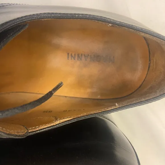 Magnanni Oxford Dress Shoes Black Leather Apron Toe SPAIN‎ Mens Size US 91/2