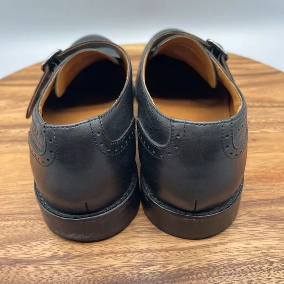 Marco Vittorio Shoes Mens 12 Black Italian Leather Monk Strap Buckle Dress