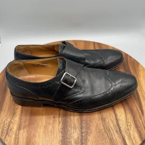 Marco Vittorio Shoes Mens 12 Black Italian Leather Monk Strap Buckle Dress