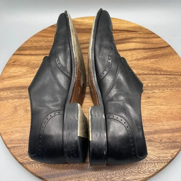 Marco Vittorio Shoes Mens 12 Black Italian Leather Monk Strap Buckle Dress