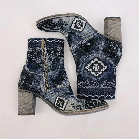 MARCODELLI INDIGO BOOTS SUNDANCE COLLECTION WESTERN EMBROIDERED SZ 7