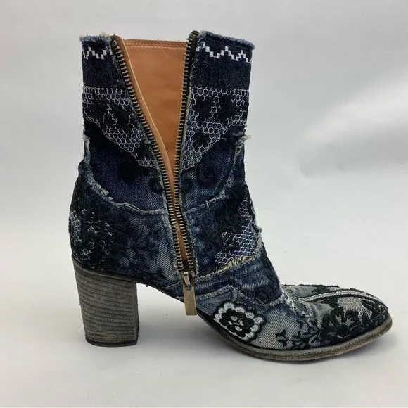 MARCODELLI INDIGO BOOTS SUNDANCE COLLECTION WESTERN EMBROIDERED SZ 7