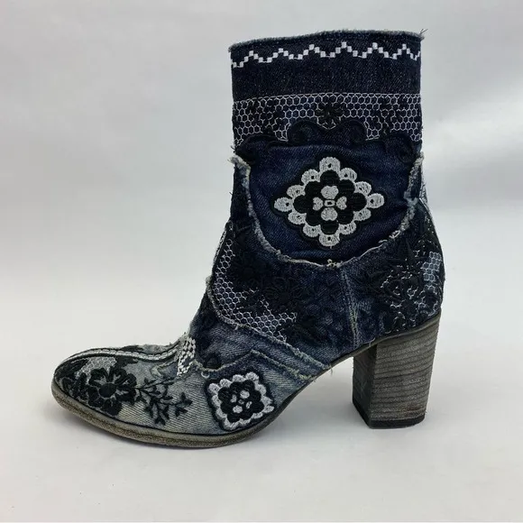 MARCODELLI INDIGO BOOTS SUNDANCE COLLECTION WESTERN EMBROIDERED SZ 7