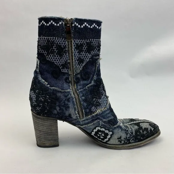 MARCODELLI INDIGO BOOTS SUNDANCE COLLECTION WESTERN EMBROIDERED SZ 7