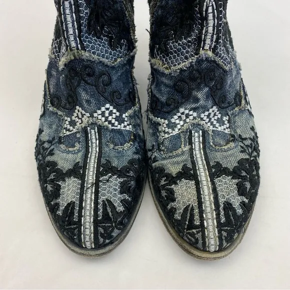 MARCODELLI INDIGO BOOTS SUNDANCE COLLECTION WESTERN EMBROIDERED SZ 7