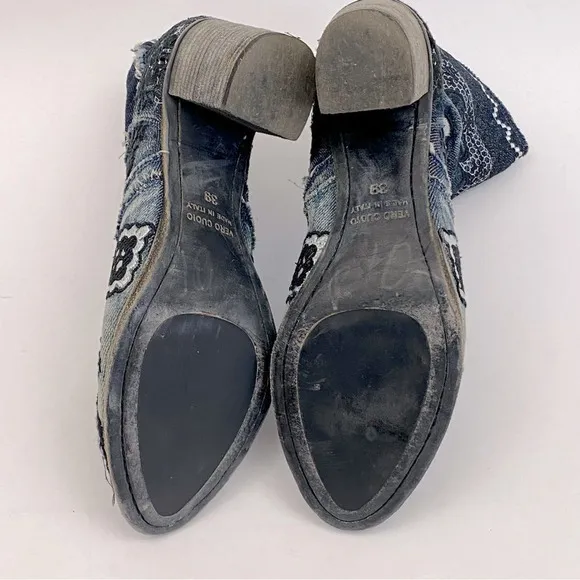 MARCODELLI INDIGO BOOTS SUNDANCE COLLECTION WESTERN EMBROIDERED SZ 7