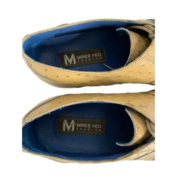 Marco Vicci Size 10 Croc Ostrich Barnet Leather Dress Shoes Tan Brown Mens 6297
