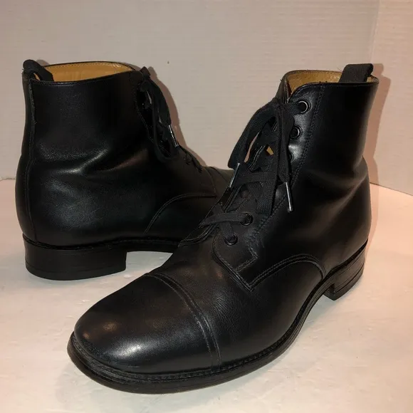 Mark McNairy Mens Black Leather Derby Combat Boots Shoes sz 10