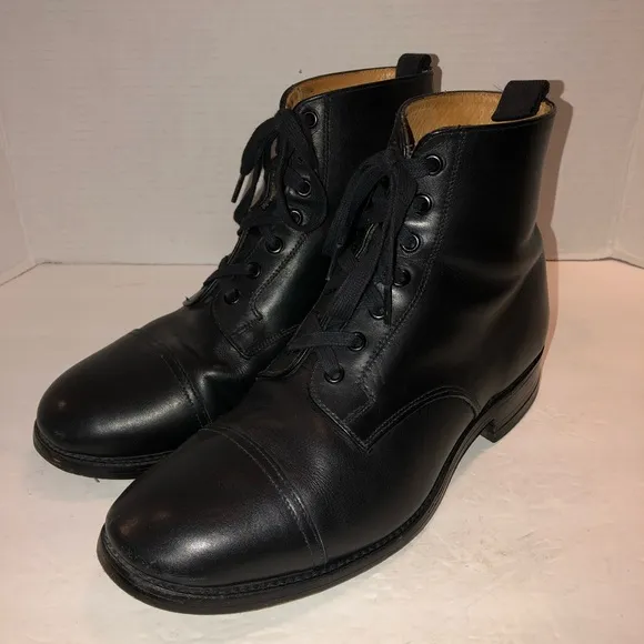 Mark McNairy Mens Black Leather Derby Combat Boots Shoes sz 10