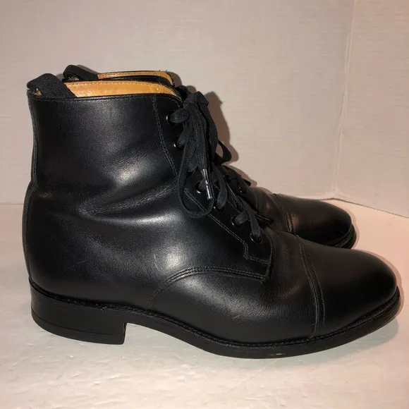 Mark McNairy Mens Black Leather Derby Combat Boots Shoes sz 10