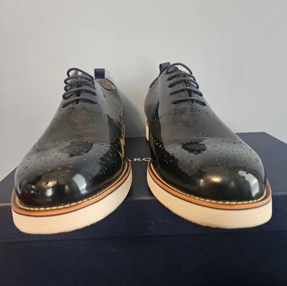 Mark Nolan Patent Vegan leather blue size 10 lace up shoes