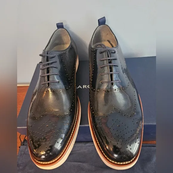 Mark Nolan Patent Vegan leather blue size 10 lace up shoes