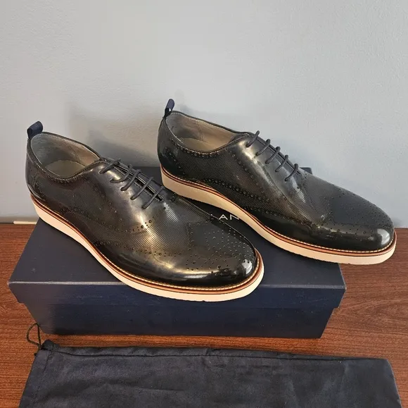 Mark Nolan Patent Vegan leather blue size 10 lace up shoes