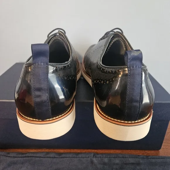 Mark Nolan Patent Vegan leather blue size 10 lace up shoes