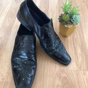 Mark Nason &quot;Rock Lives&quot; Dragon Black Leather Loafers Shoes Mens Size 10 Studded