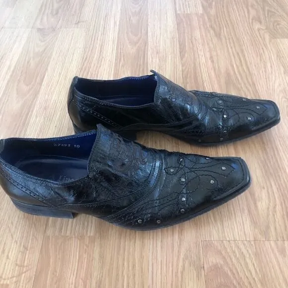 Mark Nason &quot;Rock Lives&quot; Dragon Black Leather Loafers Shoes Mens Size 10 Studded