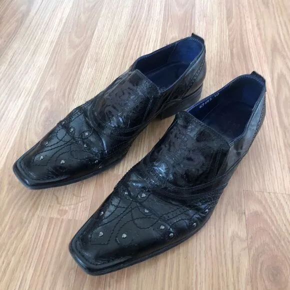 Mark Nason &quot;Rock Lives&quot; Dragon Black Leather Loafers Shoes Mens Size 10 Studded