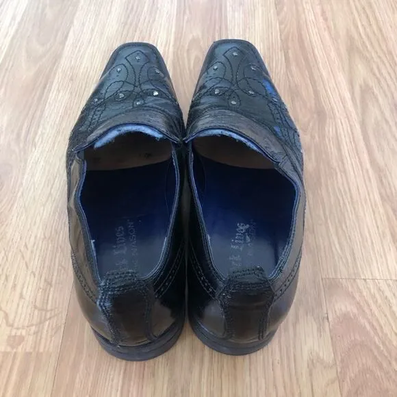 Mark Nason &quot;Rock Lives&quot; Dragon Black Leather Loafers Shoes Mens Size 10 Studded