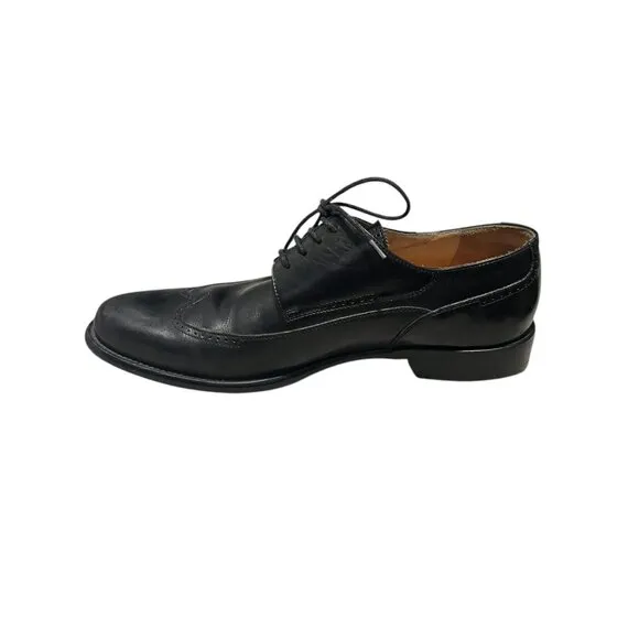 Martin Dingman Wingtip Derby Men's 9.5 Dress Shoes Classic Italy Leather Black