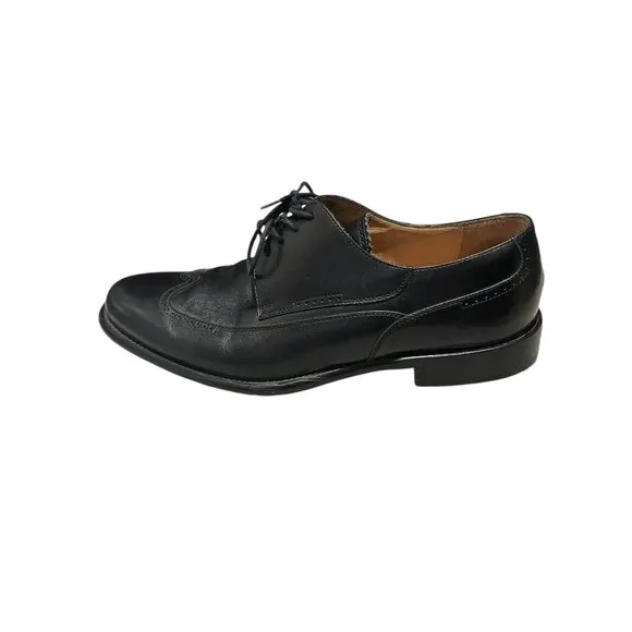 Martin Dingman Wingtip Derby Men's 9.5 Dress Shoes Classic Italy Leather Black