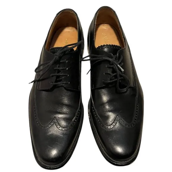 Martin Dingman Wingtip Derby Men's 9.5 Dress Shoes Classic Italy Leather Black
