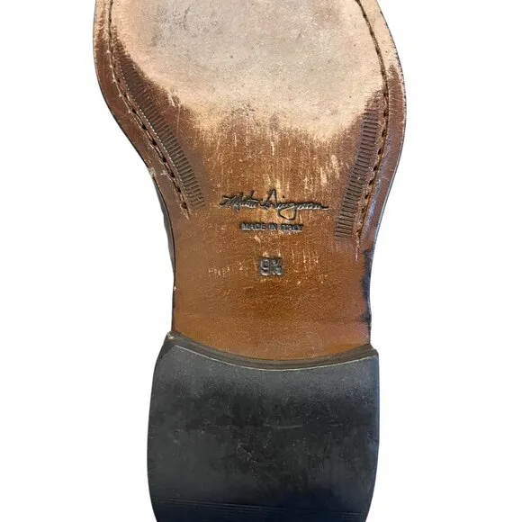 Martin Dingman Wingtip Derby Men's 9.5 Dress Shoes Classic Italy Leather Black