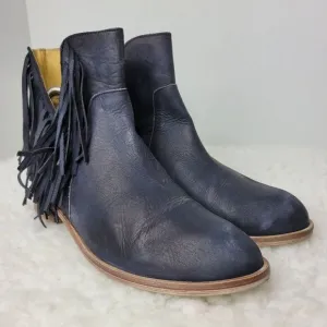 Matisse Voyager Fringe Womens Boots Size 8 Blue Leather Ankle Shoes