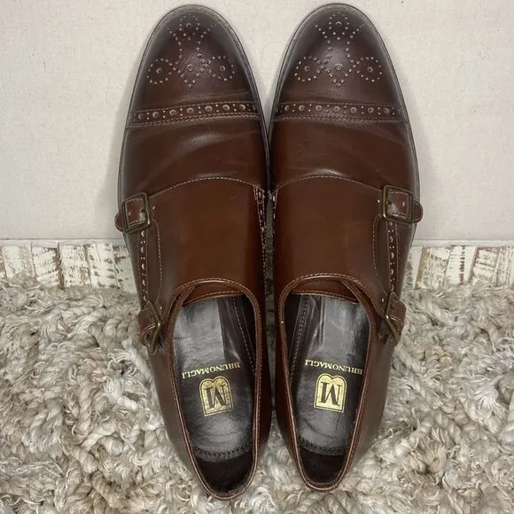 Men BRUNO MAGLI ITALY 10.5 M Brown MONK STRAP SHOES Loafers