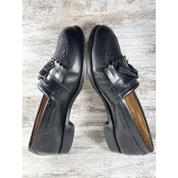 Men's Allen Edmonds 'Cody' Black Woven Leather Kiltie Tassel Loafers Sz 12D