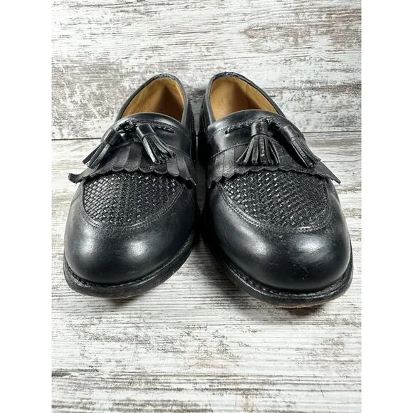 Men's Allen Edmonds 'Cody' Black Woven Leather Kiltie Tassel Loafers Sz 12D