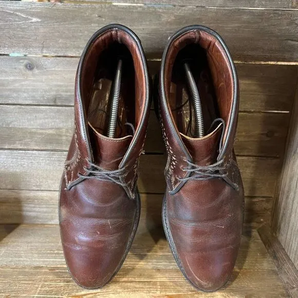 Mens Allen Edmonds Bellevue Brown Leather Chukka Lace Up Boots Shoes Size 11.5 D