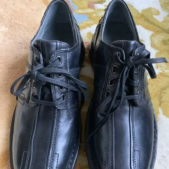 Mens Clark Black Casual Dress Shoes Laces Size 8