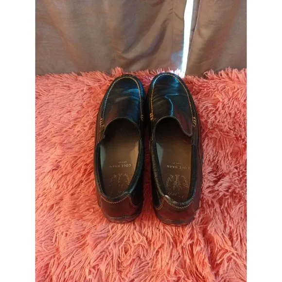 Men's Cole Haan Black Leather Driving Loafers With Grip Bottoms Size 13N