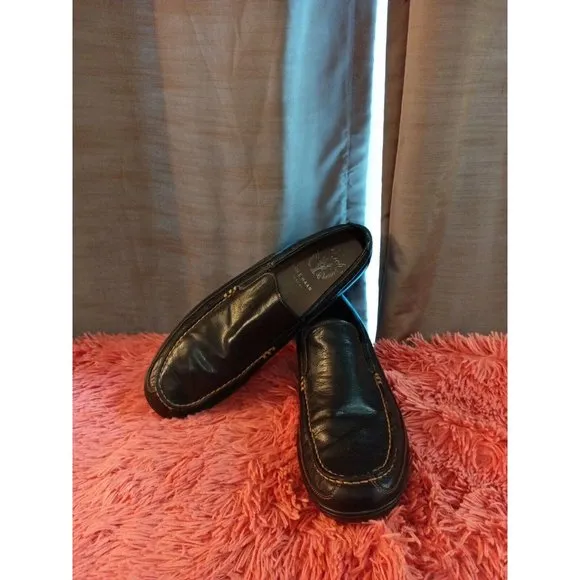 Men's Cole Haan Black Leather Driving Loafers With Grip Bottoms Size 13N