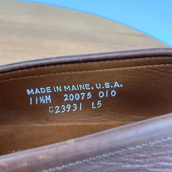 Mens Cole Haan Pinch Made in USA Brown‎ Leather Penny Loafers Shoes Size 11.5 M