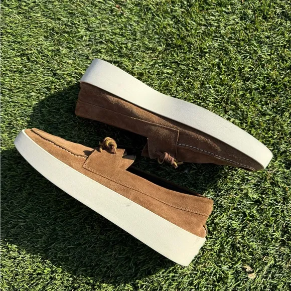 Men's Fear Of God Brown Suede Loafers boat shoes.