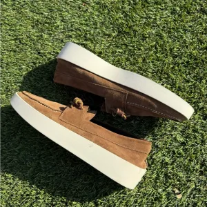 Men's Fear Of God Brown Suede Loafers boat shoes.