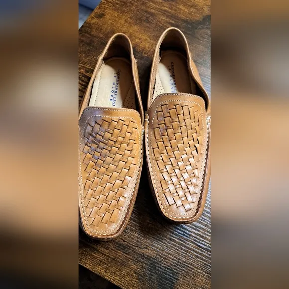 Men's GIORGIO BRUTINI Le Glove 8.5 Tan Basket Weave Leather Upper  Loafers Shoe