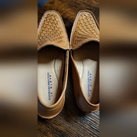 Men's GIORGIO BRUTINI Le Glove 8.5 Tan Basket Weave Leather Upper  Loafers Shoe