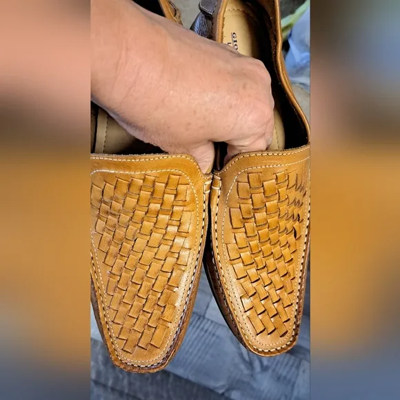 Men's GIORGIO BRUTINI Le Glove 8.5 Tan Basket Weave Leather Upper  Loafers Shoe