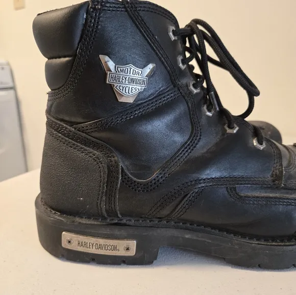 Mens Harley Davidson Stealth Motorcycle Riding Boots Black Zip Size 13 Leather