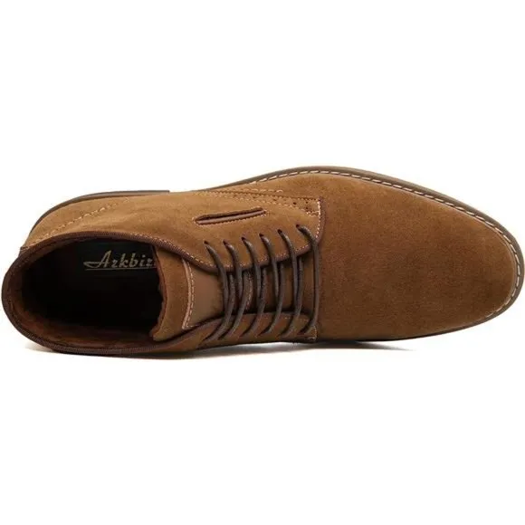 Men's Leather Oxford Boots Mid-Top Causal Ankle Boot Daily Shoes, Brown