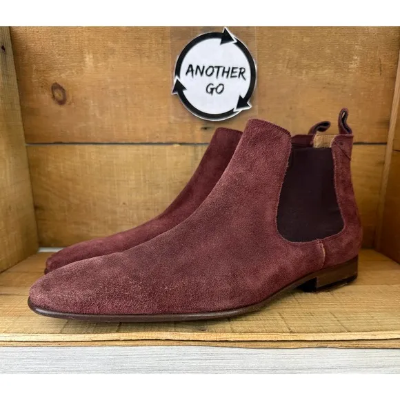 Men’s Paul Smith Falconer Suede Chelsea Slip On Boots Size US 12 UK 11 Burgundy
