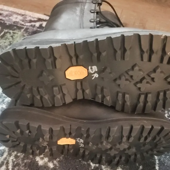 Men's steel toe military style work combat boots size 5 black