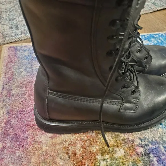 Men's steel toe military style work combat boots size 5 black