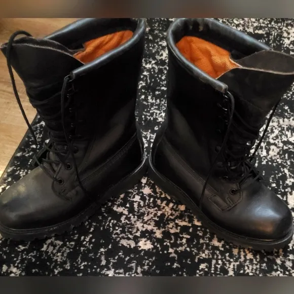Men's steel toe military style work combat boots size 5 black