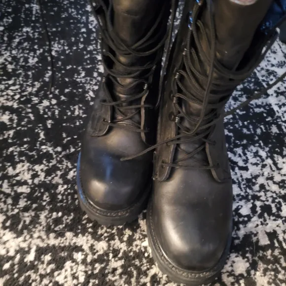 Men's steel toe military style work combat boots size 5 black
