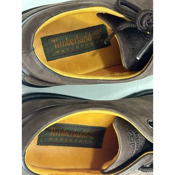 Men's Timberland Size 7M Brown Leather Oxford‎ Waterproof Shoes 93018 EUC