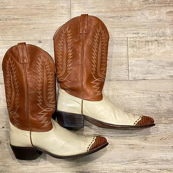 Men's Western Cowboy Boots - Brown and Cream